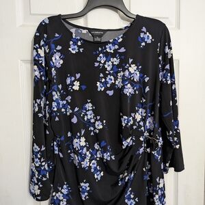 Floral Black and Blue Women's Top